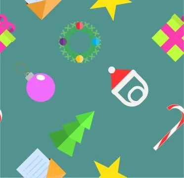 Seamles pattern with new year celebration Icons Stock Illustration