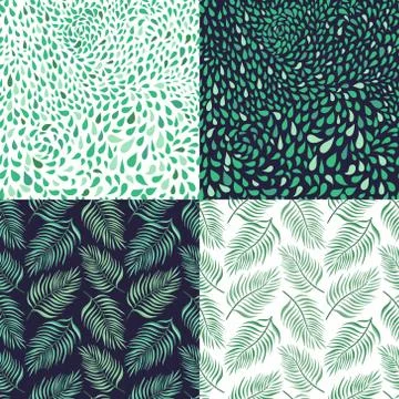Seamles patterns collection with tropical design Stock Illustration