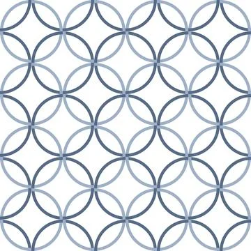 Seamles repeat pattern, blue overlapping circles. Stock Illustration
