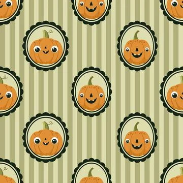 Seamles vector pattern with vintage Halloween style frames Stock Illustration