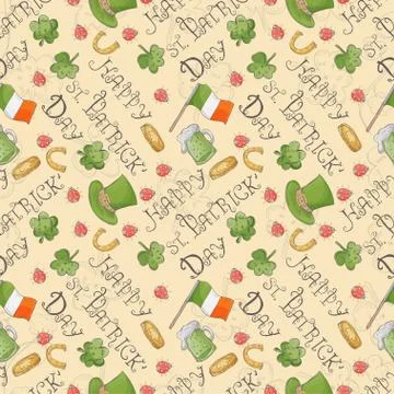Seamless 1 pattern illustration for design on the Irish theme of St Patricks Stock Illustration