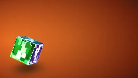 Seamless 10s loop of 3D mosaic cube on orange gradient Stock Footage 345689732