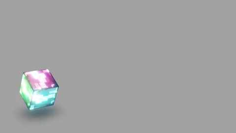 Seamless 10s loop of 3D mosaic cube on grey gradient Stock Footage 345689737