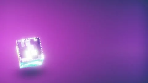Seamless 10s loop of 3D mosaic cube on purple gradient 動画素材 345689772