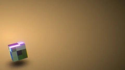 Seamless 10s loop of 3D textured cube on golden brown gradient 動画素材 345688143