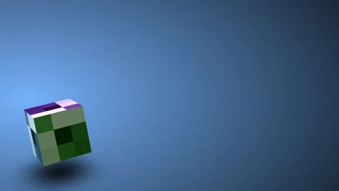 Seamless 10s loop of 3D textured cube on blue gradient Stock Footage 345688155