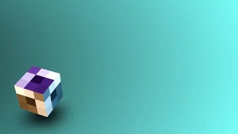 Seamless 10s loop of 3D textured cube on a teal gradient background 動画素材 345688171