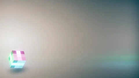 Seamless 10s loop of 3D textured cube on neutral grey gradient Stock Footage 345689591