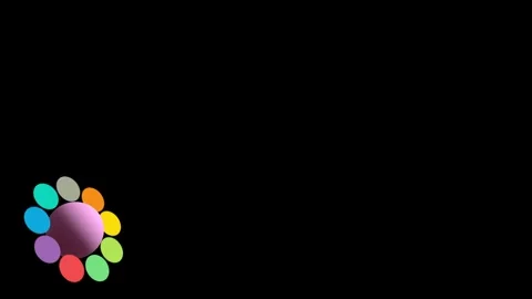 Seamless 10s loop of colorful circles rotating like a flower on black Stock Footage 345181139