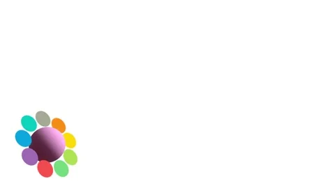 Seamless 10s loop of colorful circles rotating like a flower on white Stock Footage 345181238