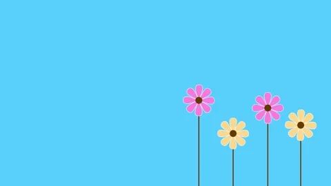 Seamless 10s loop of cute pink and yellow flowers Stock Footage 346556477