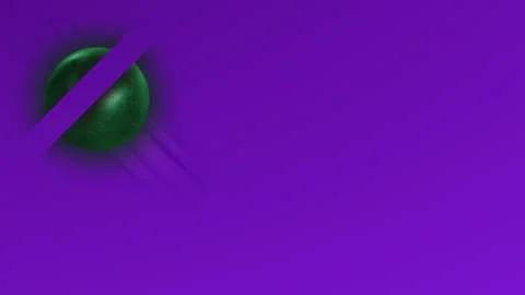 Seamless 10s loop of rotating 3D green sphere with abstract purple shape Stock Footage 345326772