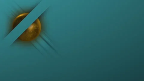 Seamless 10s loop of rotating 3D gold sphere with abstract teal shape Stock Footage 345327664