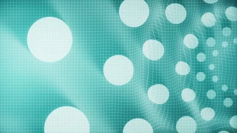 Seamless 10s loop of teal bubbles on wavy grid background Stock Footage 346284737