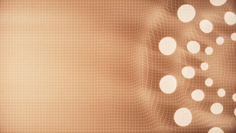 Seamless 10s loop of wavy grid with floating beige circles Stock Footage 346284813