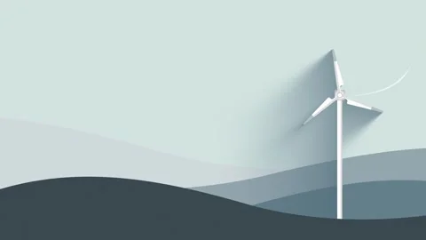 Seamless 10s loop of wind turbine in dark minimal style Stock Footage 347212657