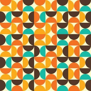 Seamless 1970s Retro Geometric Pattern Background イラスト素材