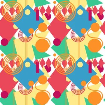 Seamless 2000s style vector pattern. Abstract geometric textile print design. Illustrazione stock