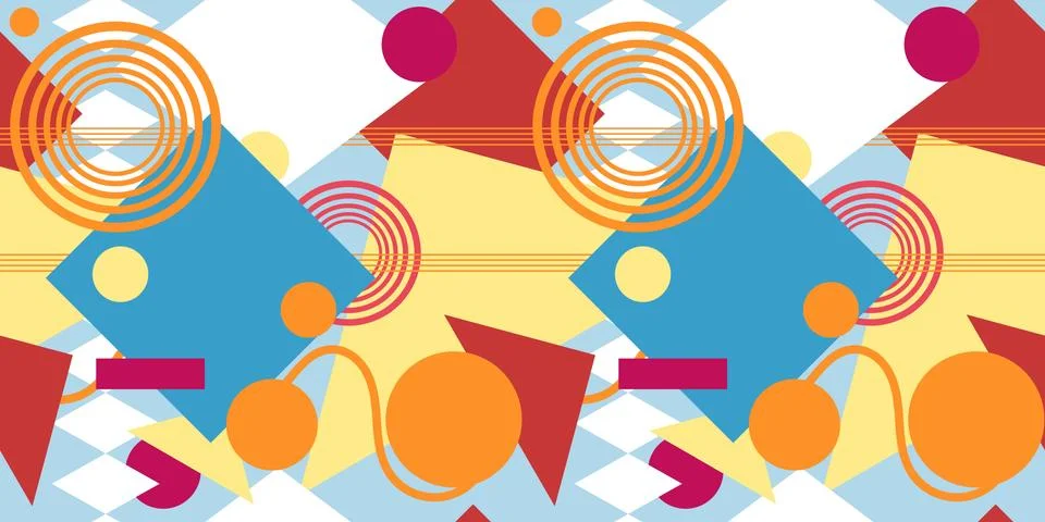 Seamless 2000s style vector pattern. Abstract geometric textile print design. Illustrazione stock