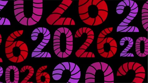 Seamless 2026 pattern background with vibrant purple and red colors Stock Footage 318635008