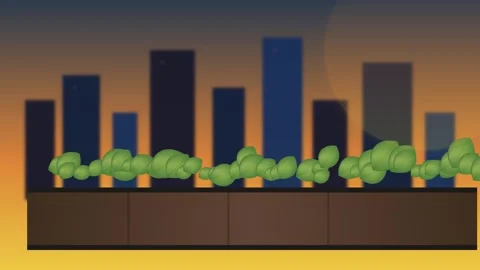 A seamless 2D flat design vector illustration of an urban city skyline at s.. Stock Footage 345694103