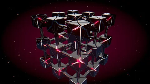 Seamless 360 degree orbital view of a glowing red cryptographic data network, 4K Stock Footage 336779795