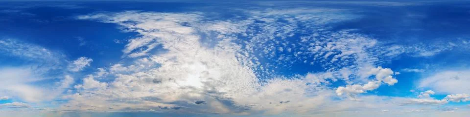Seamless 360 degrees angle view blue sky with clouds with zenith in Stock Photos