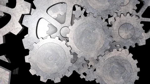 Seamless 3D Animated Gears Flythrough Stock Footage 71786123