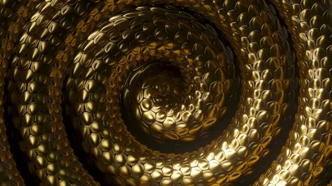 Seamless 3d animation, abstract background with golden snake spiral Stock Footage 197464997