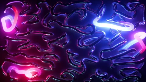 Seamless 3d animation, abstract background of pink blue neon lights Stock Footage 243484409
