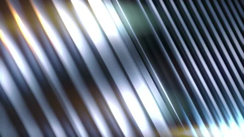 Seamless 3D animation of an abstract background. Slanted metal strips with light Stock Footage 323008726