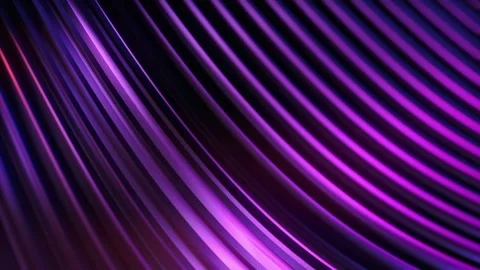 Seamless 3D animation of an abstract background. Wavy metallic lines with glow Stock Footage 327642445