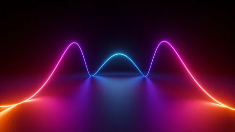 Seamless 3d animation, abstract neon background with colorful wavy line glowing Video stock 154753561