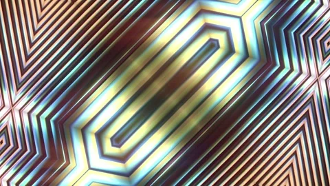 Seamless 3D animation of an abstract pattern. A kaleidoscope of metallic stripes Stock Footage 326317742