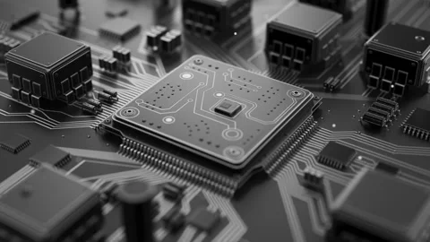 Seamless 3D animation of an advanced microchip. 库存影片 336447541