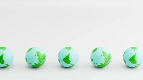 Seamless 3D Animation of Earth Planets Rolling on Gray Stock Footage 337036502