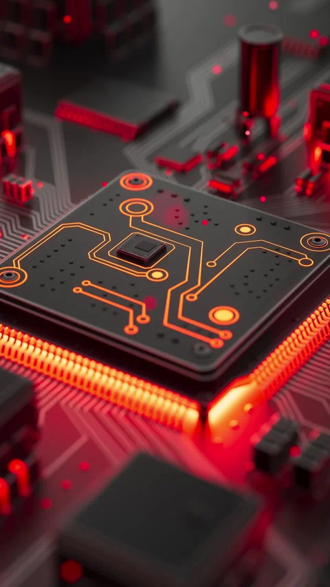 Seamless 3D animation of an illuminated processor Stock Footage 338984385