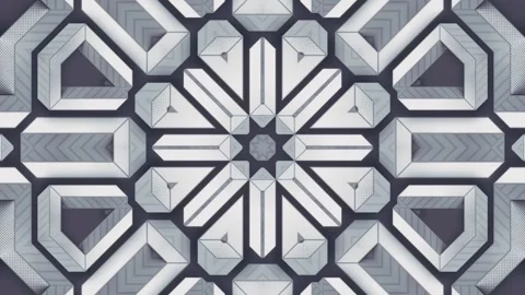 Seamless 3D animation of a kaleidoscopic pattern in gray tones Stock Footage 321769934
