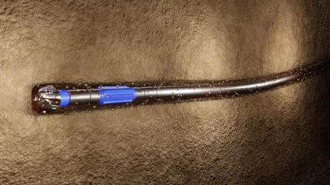 Seamless 3D Animation Loop of Drilling Bit in Directional Well. Stock Footage 300612659