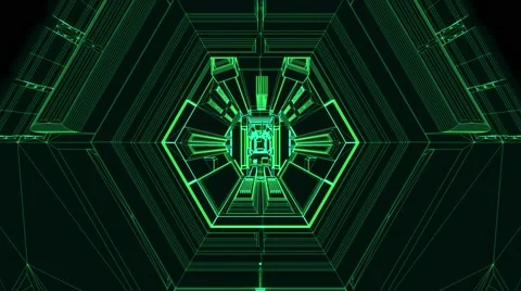 Seamless 3d Animation spaceship or robotic tunnel futuristic technology zooming Stock Footage 64034981