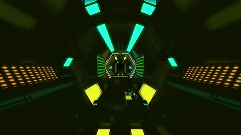 Seamless 3d Animation spaceship robotic tunnel futuristic technology background Stock Footage 64004331
