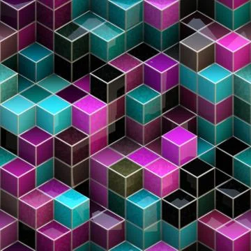 Seamless  3D cubic abstract pattern 스톡 일러스트