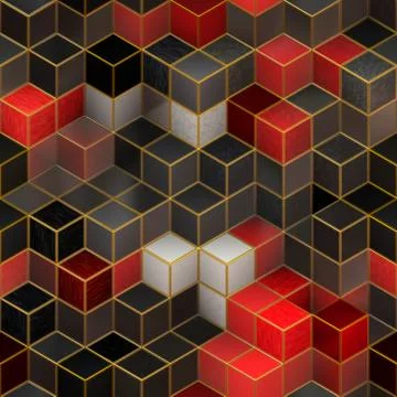 Seamless  3D cubic abstract pattern 스톡 일러스트
