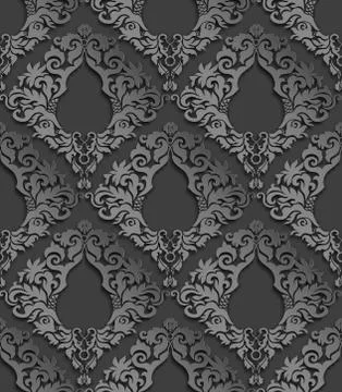Seamless 3D Damask Pattern Illustrazione stock