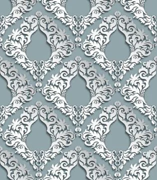 Seamless 3D Damask Pattern Stock Illustration