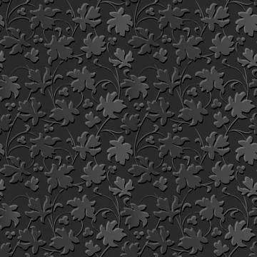 Seamless 3D dark paper cut art vintage nature leaf vine イラスト素材