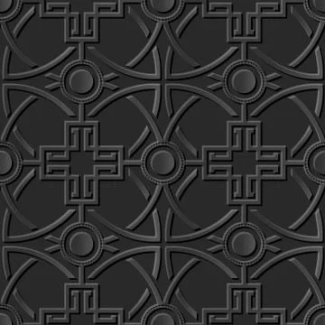 Seamless 3D elegant dark paper art Round Cross Rectangle イラスト素材