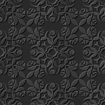 Seamless 3D elegant dark paper art Rose Flower Vine イラスト素材