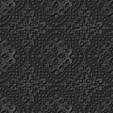Seamless 3D elegant dark paper art Dot Line Round Square Illustrazione stock