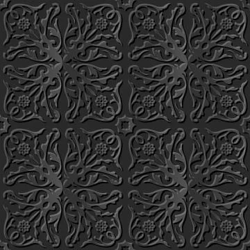 Seamless 3D elegant dark paper art Spiral Vine Flower イラスト素材